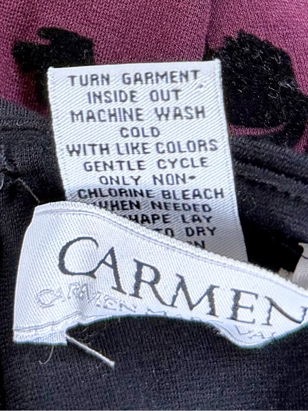 Carmen by Carmen Marc Valvo Black & Plum Floral Sheath Dress Size 6 - Picture 9 of 11